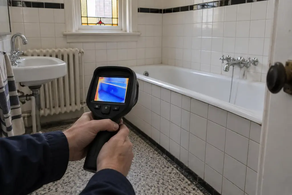 Lekdetectie Schiphol – onderzoek in een badkamer van een oudere woning