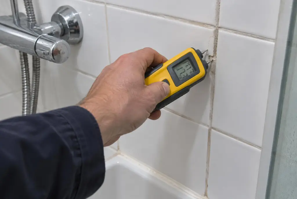 Lekdetectie Schiphol – vochtmeter op badkamertegels bij de douche